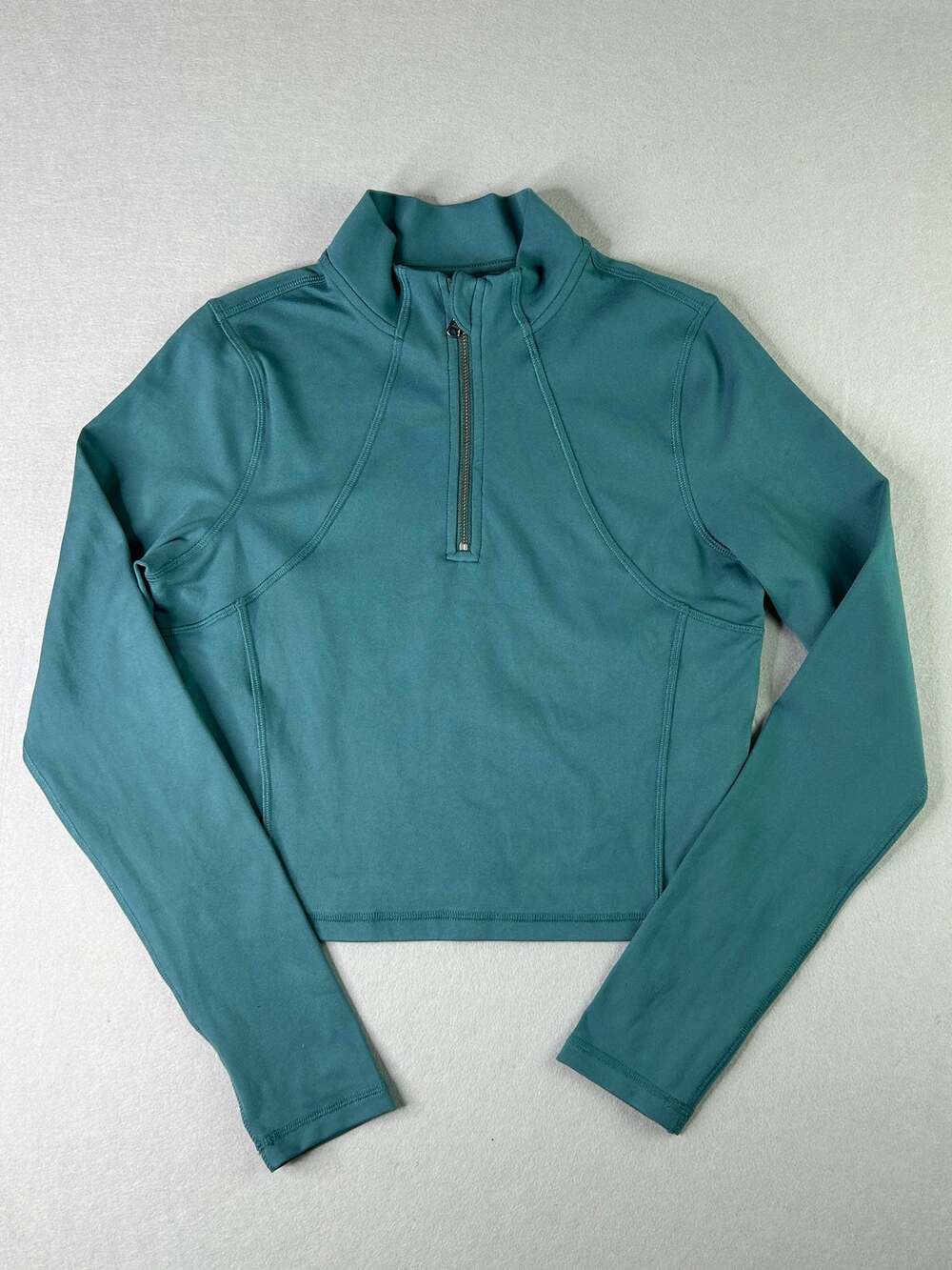 Gilly Hicks Recharge Womens M Teal Cropped Quarter Zip Athletic Pullove